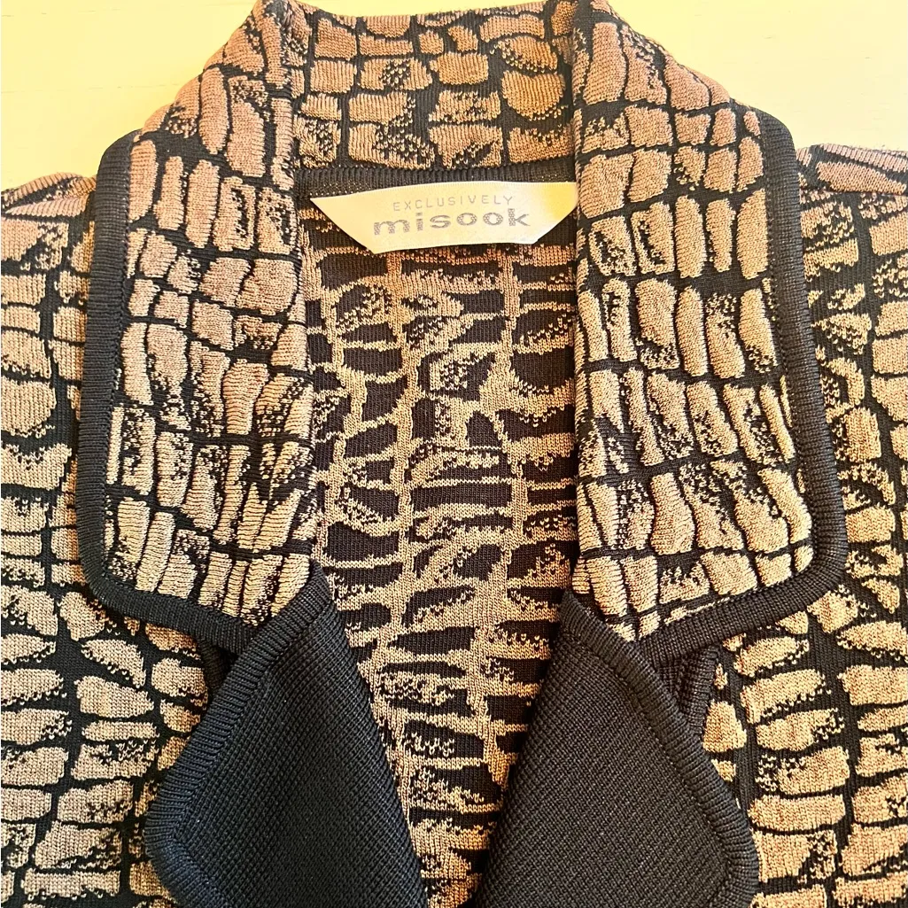 Misook Exclusively  Large Brown Black Button Collared Blazer‎ Jacket - Image 2