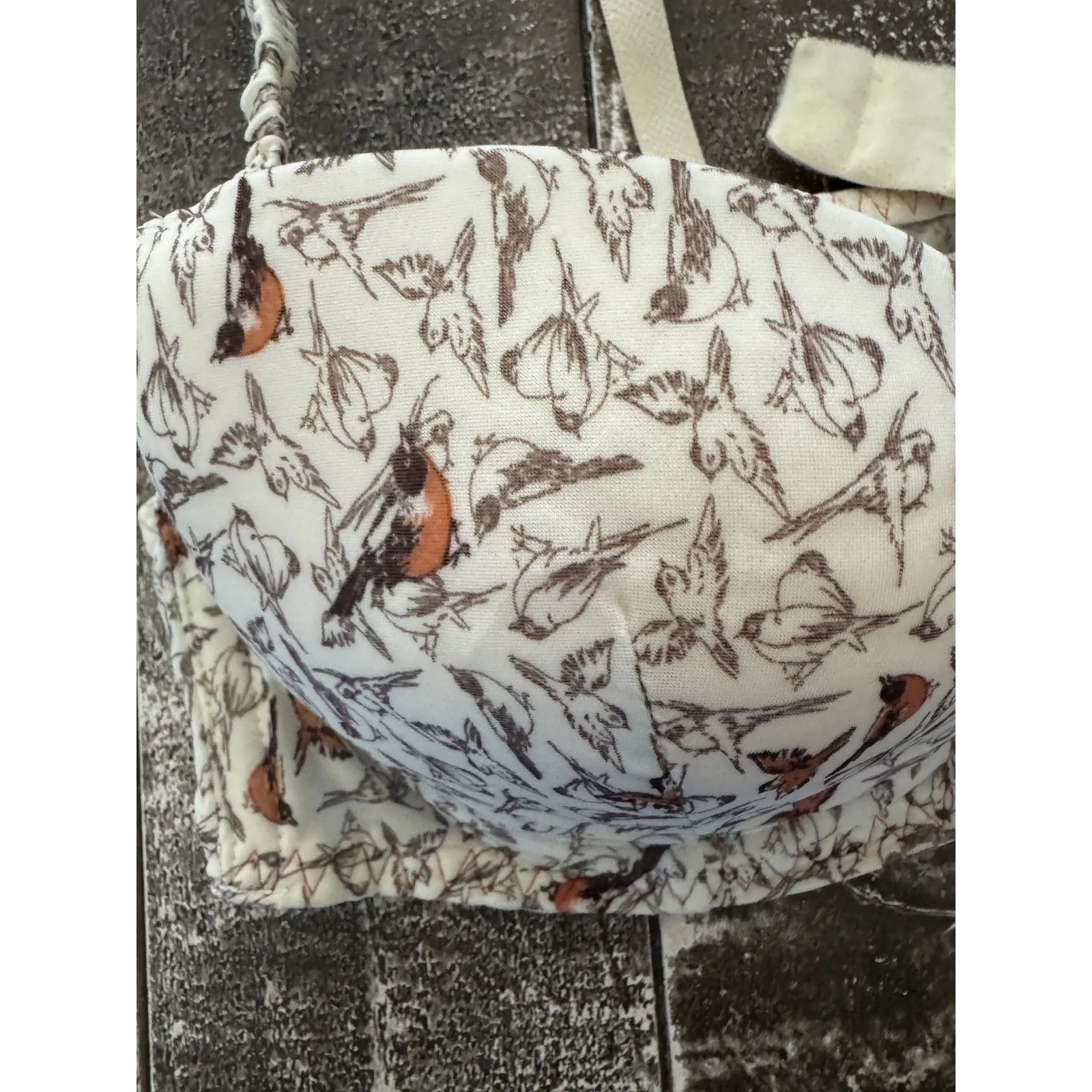 INTIMISSIMI Bird Print Demi Bra US Size 34C/36B Orange - Image 3