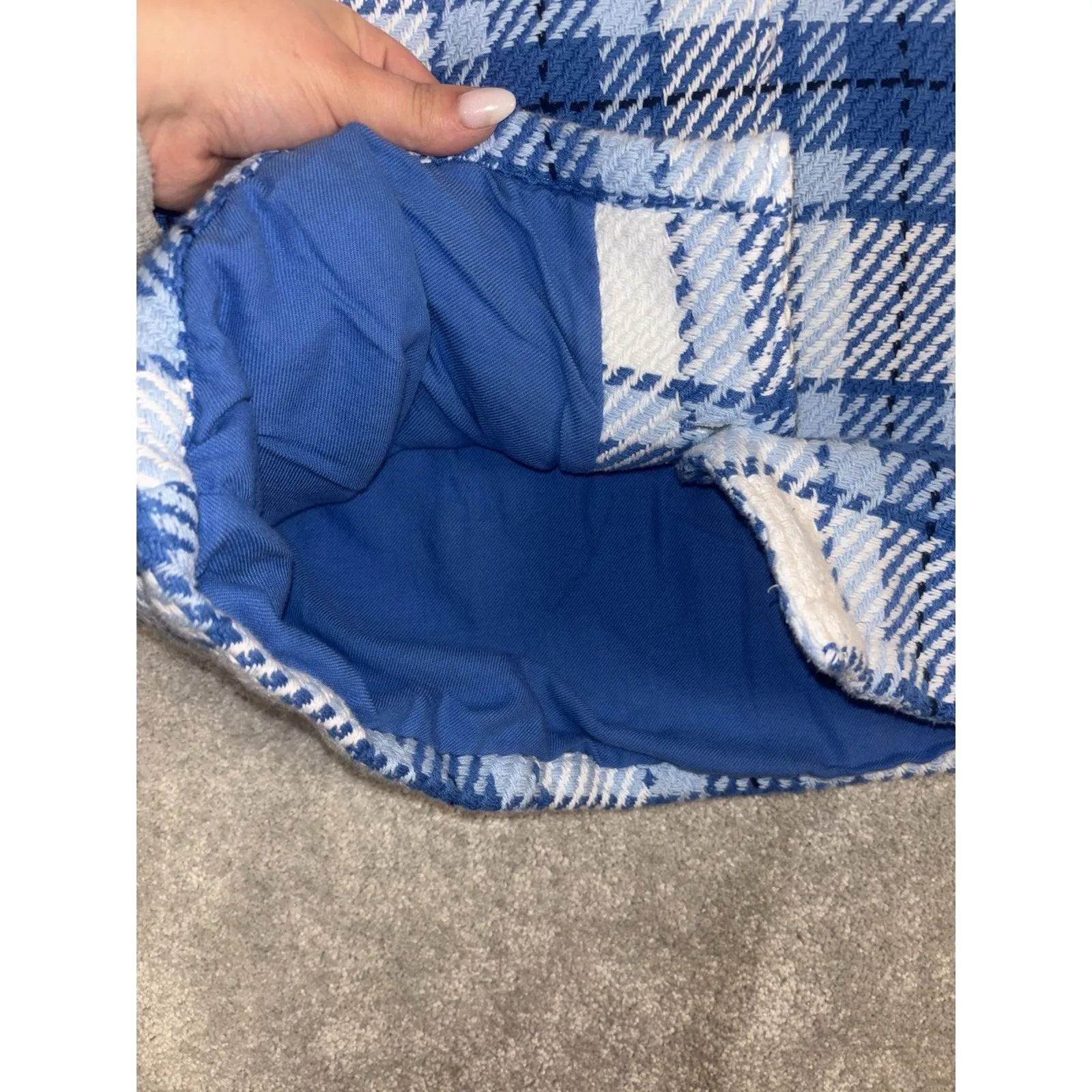 NWT Women's Outerknown Coat Medium Cloud Weave Button Blanket Shirt Blue Shacket - Image 6