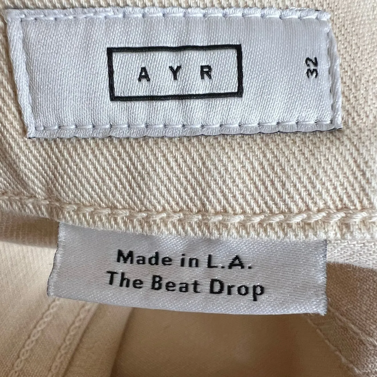 AYR The Beat Drop Jeans Womens 32 Cream Barrel Leg Tapered Ankle Crop High Rise - Image 12