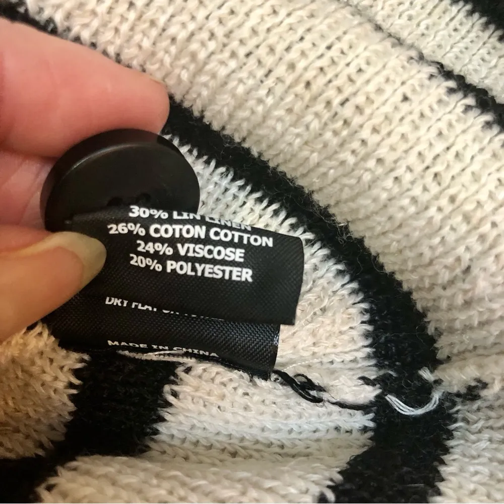 Knit Long Sleeve Midi Dress Striped Nautical Anchor Linen Blend S - Image 15