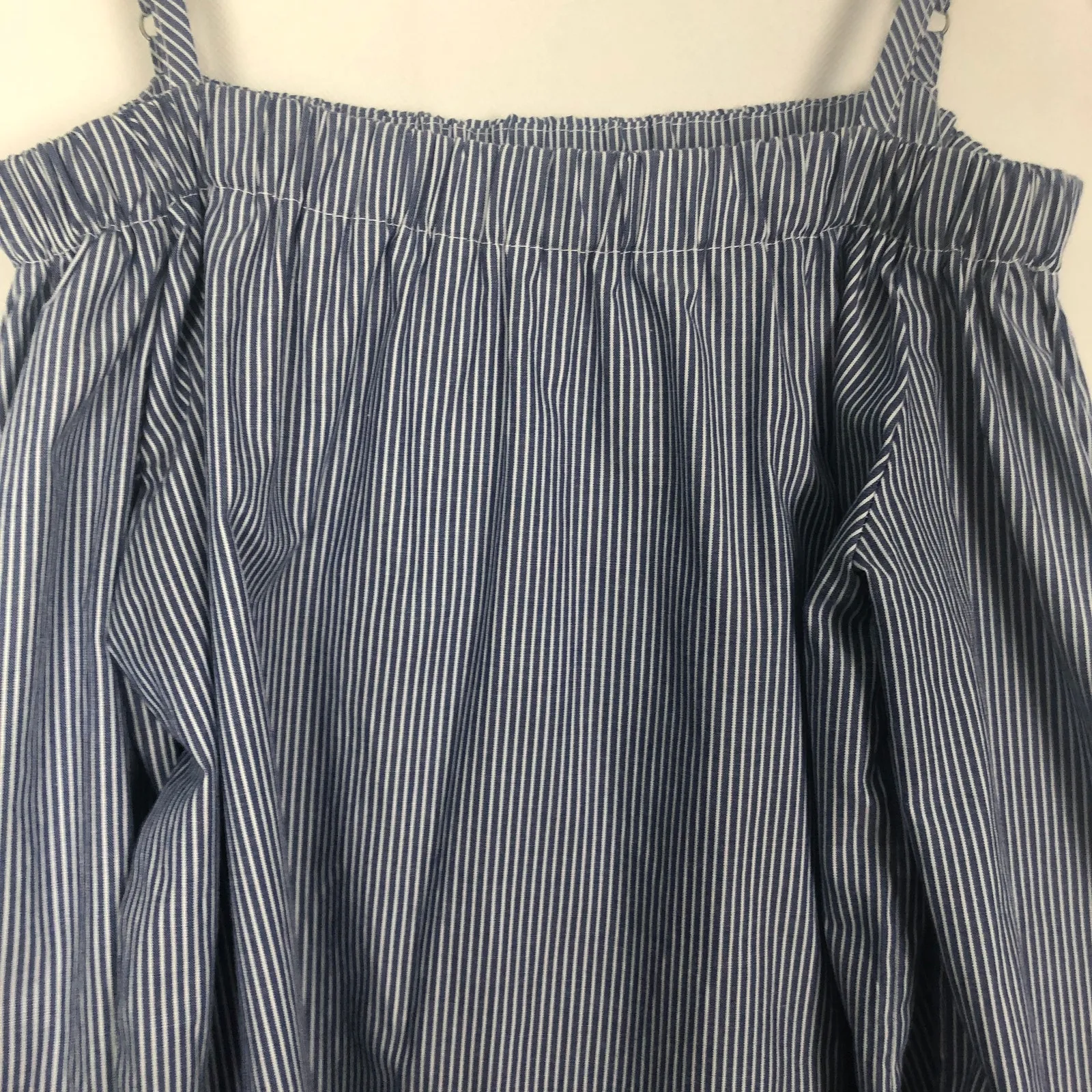 Seven Sisters Off Shoulder Striped Blue Top Size Small - Image 3