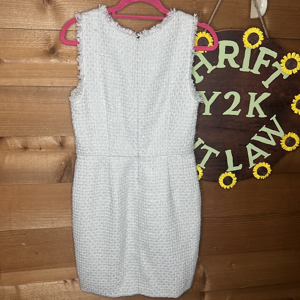 Zac Posen Lord & Taylor Z Spoke Tweed White Midi Dress Ruffle Sleeveless - Image 2