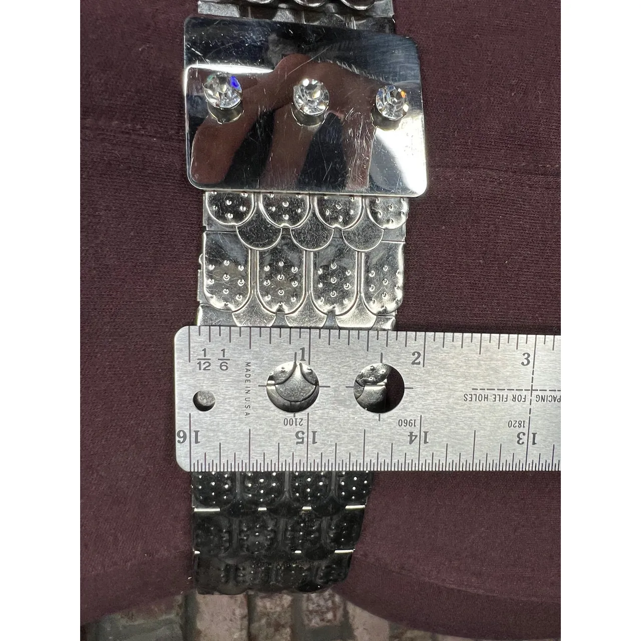 belt fish scale silver jeweled buckle elastic - Image 5