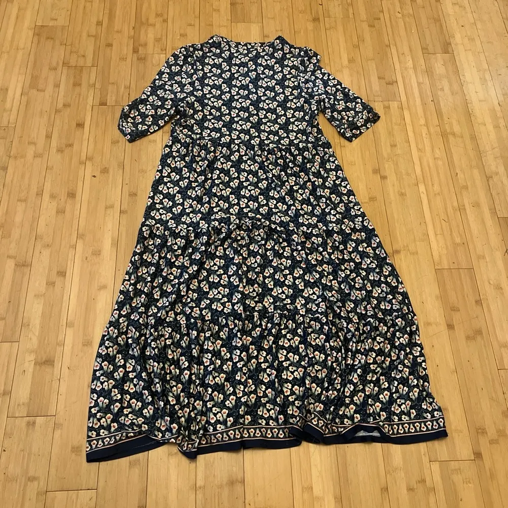 Max Studio Blue Ruffled Tiered Midi Sundress - Image 3