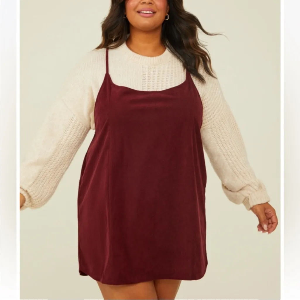NEW Arula Burgundy Skirtall Dress Plus Size A / 1X NWT Red - Image 3
