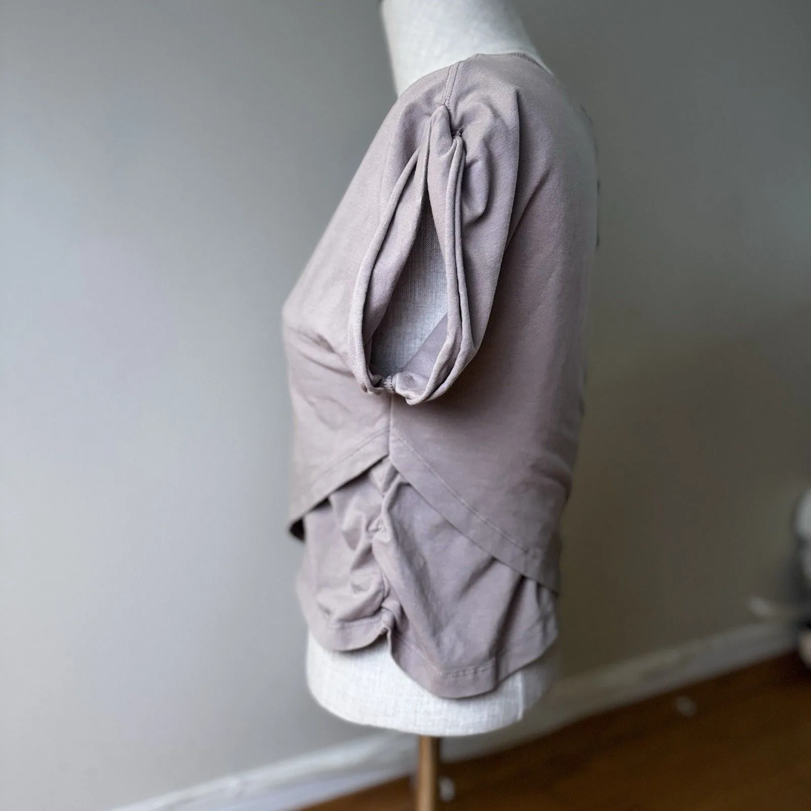 Free People Movement Hot Shot Cross Over Top Beige L Pumice Logo Crop Athleisure - Image 4