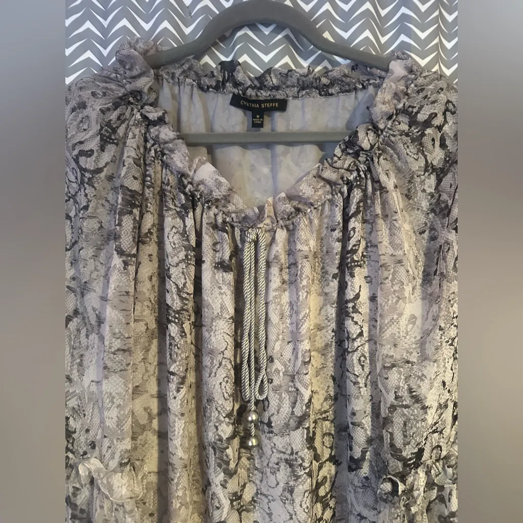 Cynthia Steffe | Silk Snakeskin Ruffle Blouse, size M - Image 2
