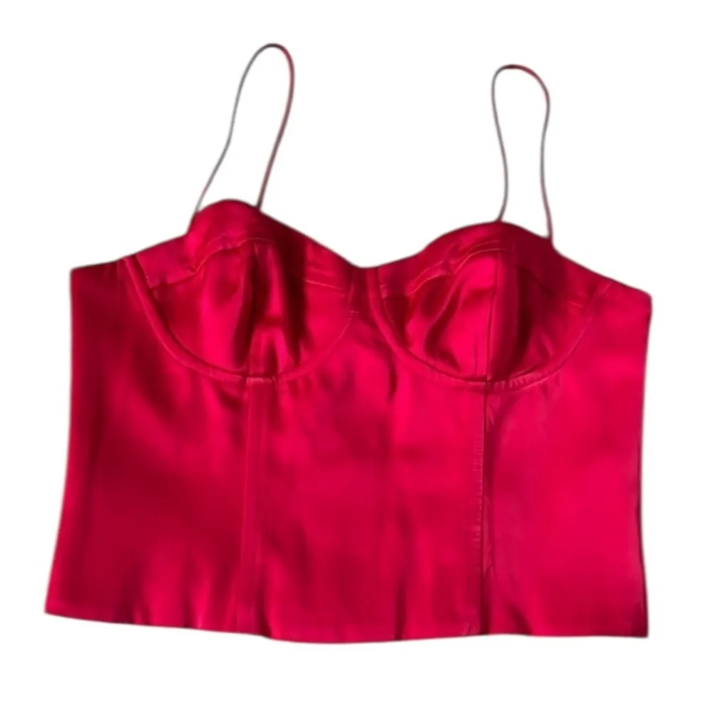 Jason Wu  RED SATIN CORSET BUSTIER ADJUSTABLE STRAPS CROPPED TOP M - Image 2