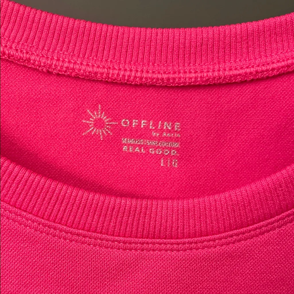 Aerie Offline Womens L Fuchsia Crop Top Activewear Yoga Workout - Image 2
