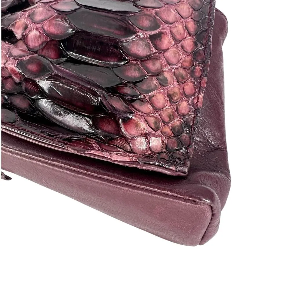 LAI Real Python Skin Leather Clutch Purple - Image 7