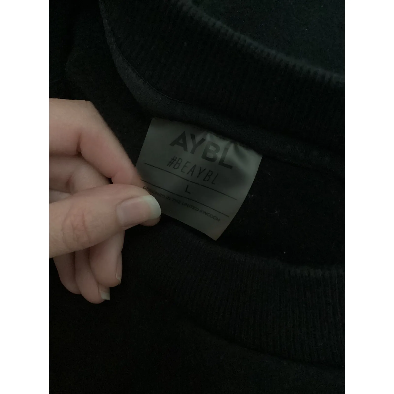 AYBL Black Crewneck Sweatshirt Size L Embroidered Logo Long Sleeve Comfort - Image 5