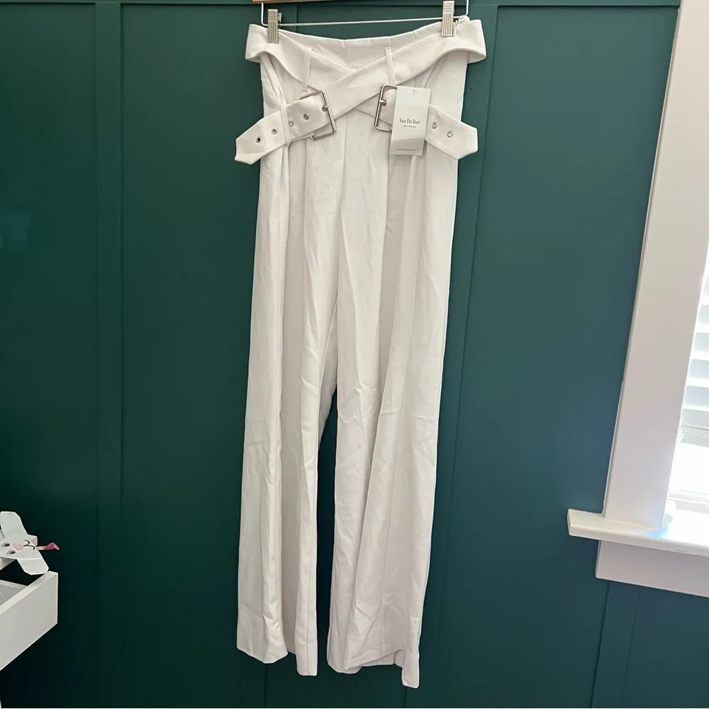 For Love & Lemons “Natasha” Wide Leg Belted Pant In Cream - Image 6