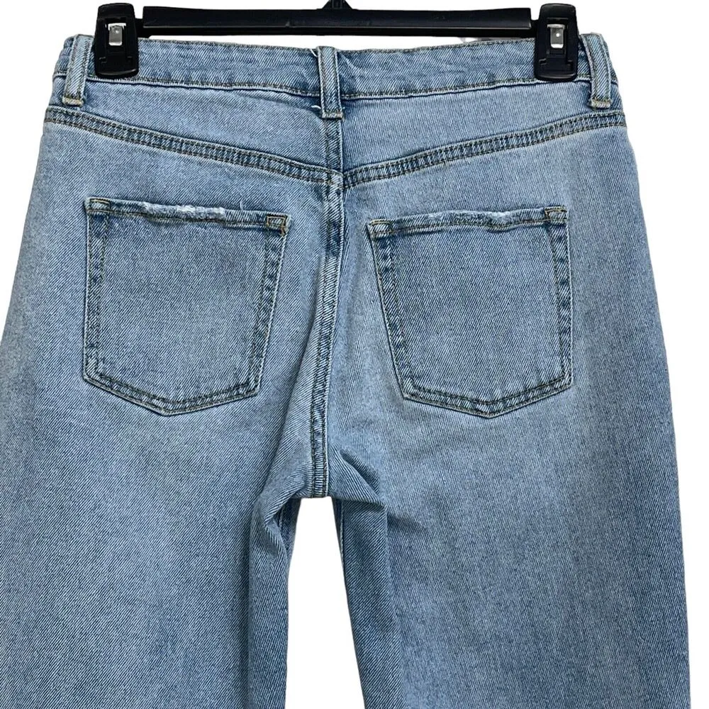 Wild Fable SZ 0 Ankle Jeans Mid-Rise Distressed Rips Pockets Light Wash Blue - Image 5