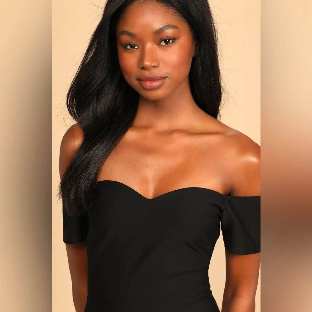 Lulus How Much I Care Black Off-the-Shoulder Midi Dress - Image 3