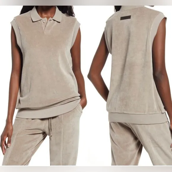 Fear of God Essentials Sleeveless Velour Polo size XS - Image 2
