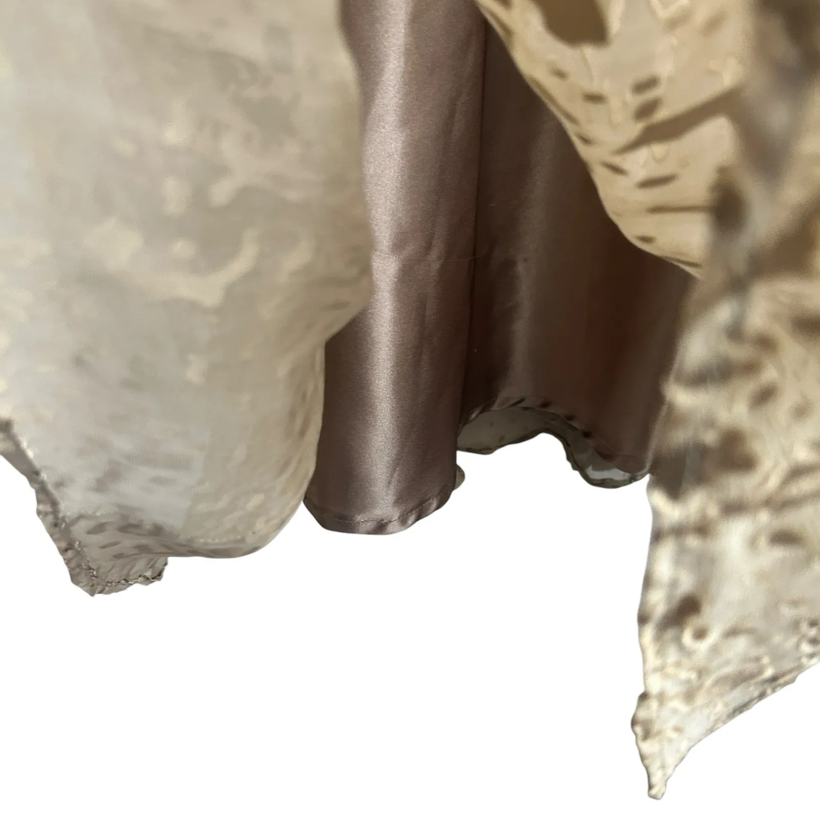 Soft Surroundings Women Skirt‎ L Beige Jacquard Satin Lined Flowy Midi - Image 7