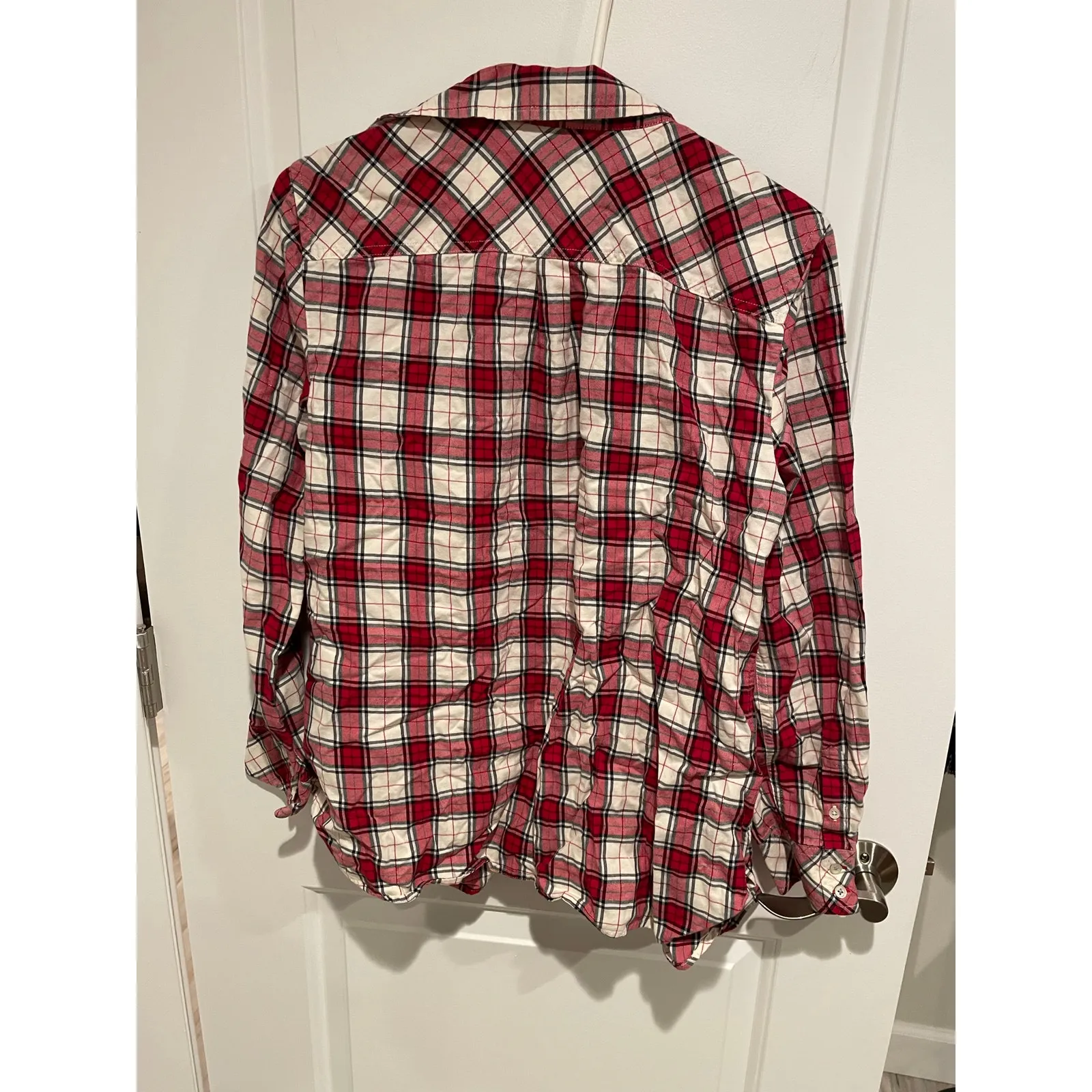 Talbots red plaid flannel button down large - Image 2