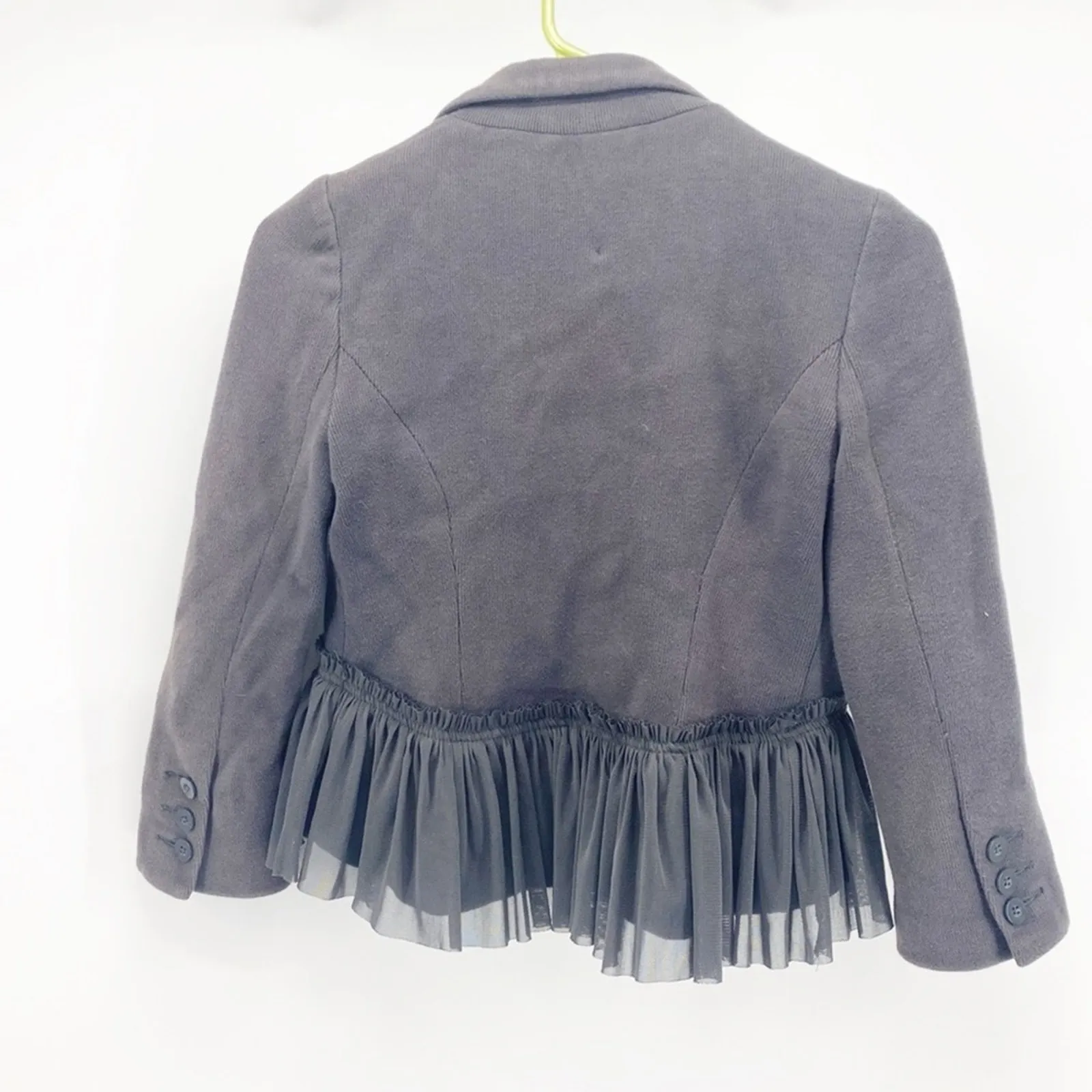 Free People Jacket Cropped Blazer Tuxedo Lapel Ruffled Bottom Romantic size 0 - Image 2