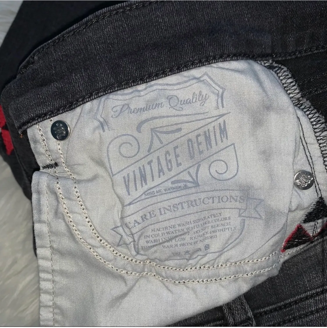 Vintage Embroidered Denim Skinny Jeans 27 - Image 6