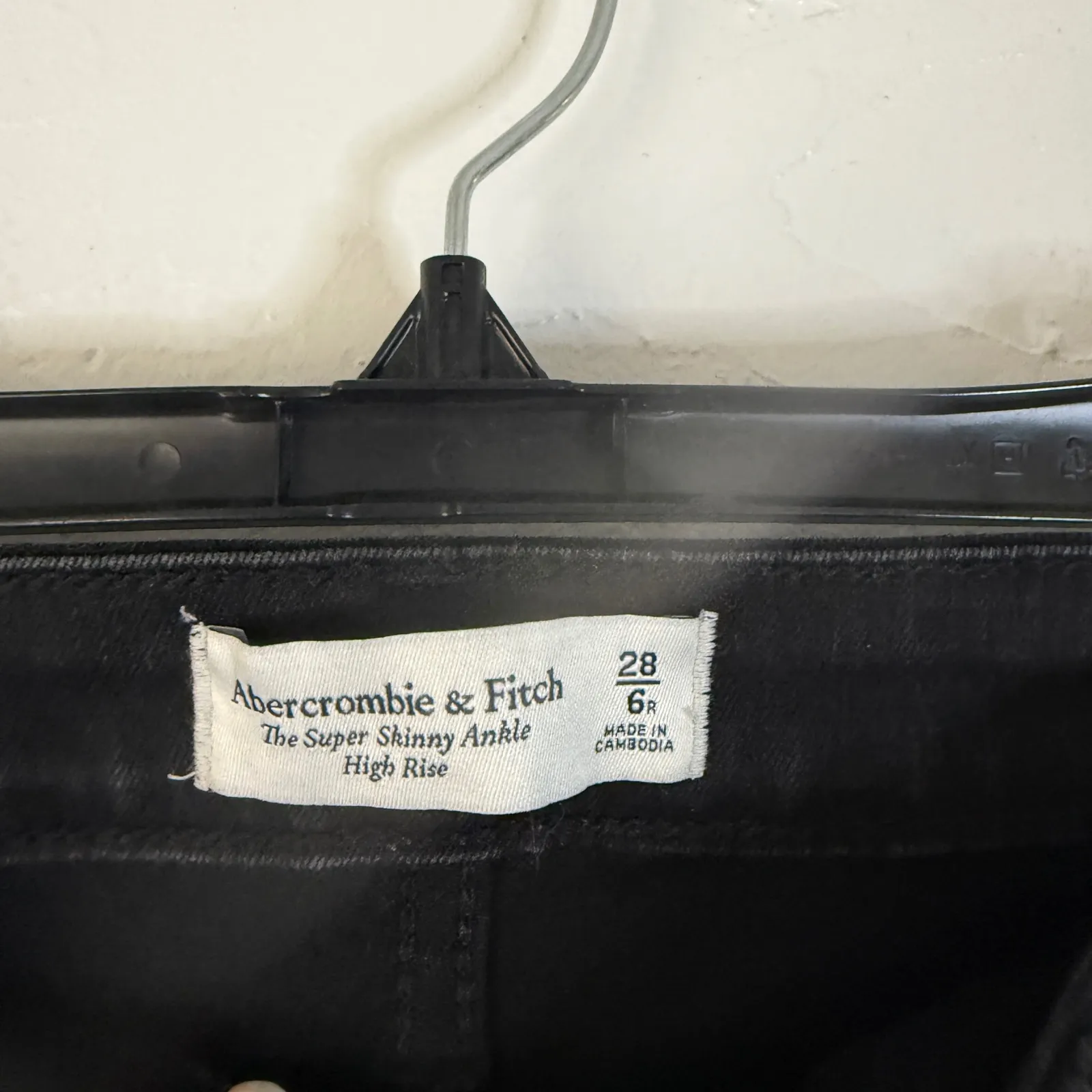 Abercrombie Fitch Black Super Skinny Ankle High Rise Button Fly Raw Hem Jeans 28 - Image 3