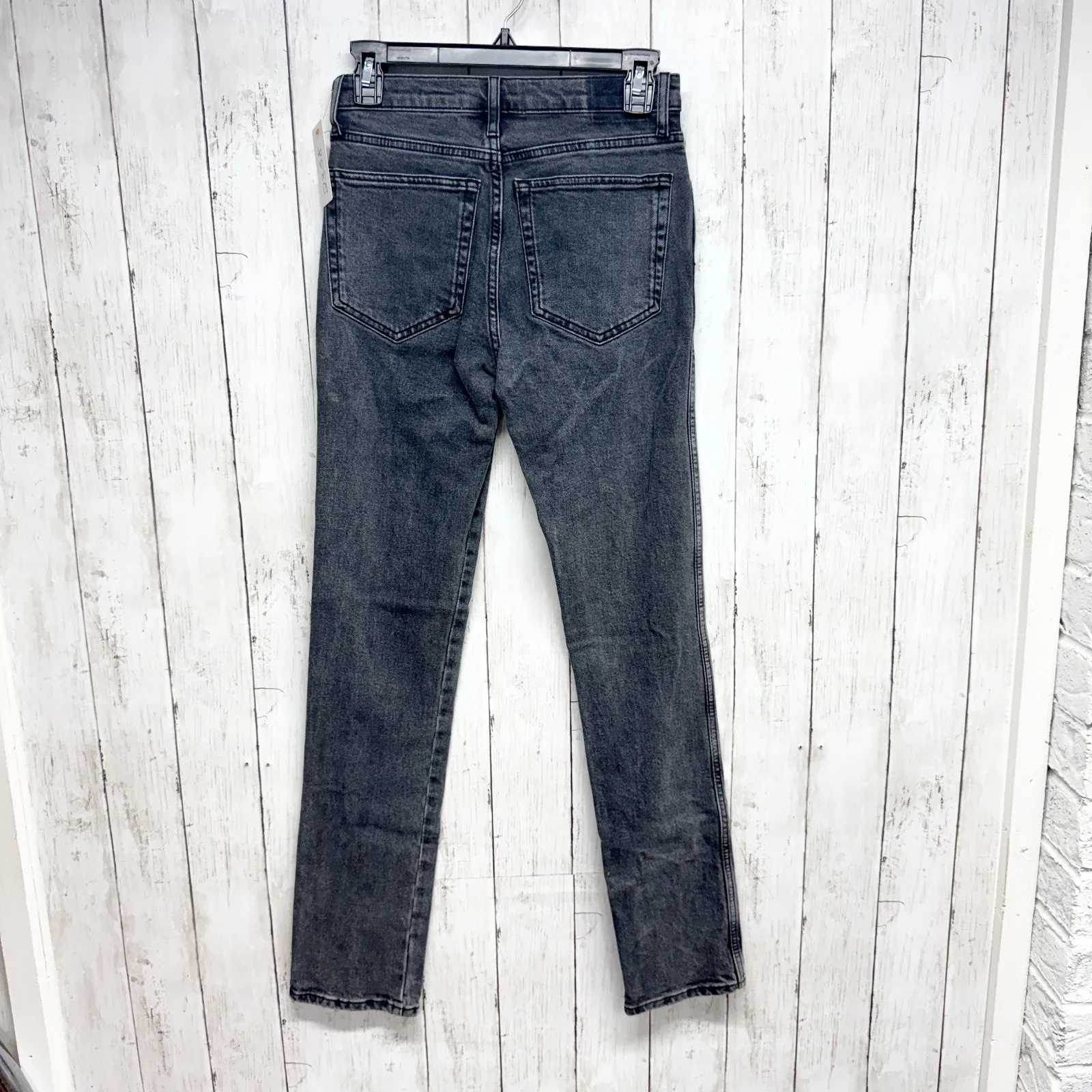 Zara Pants Women Size 2 Washed Black High Rise Straight Denim Jeans Button Fly - Image 6