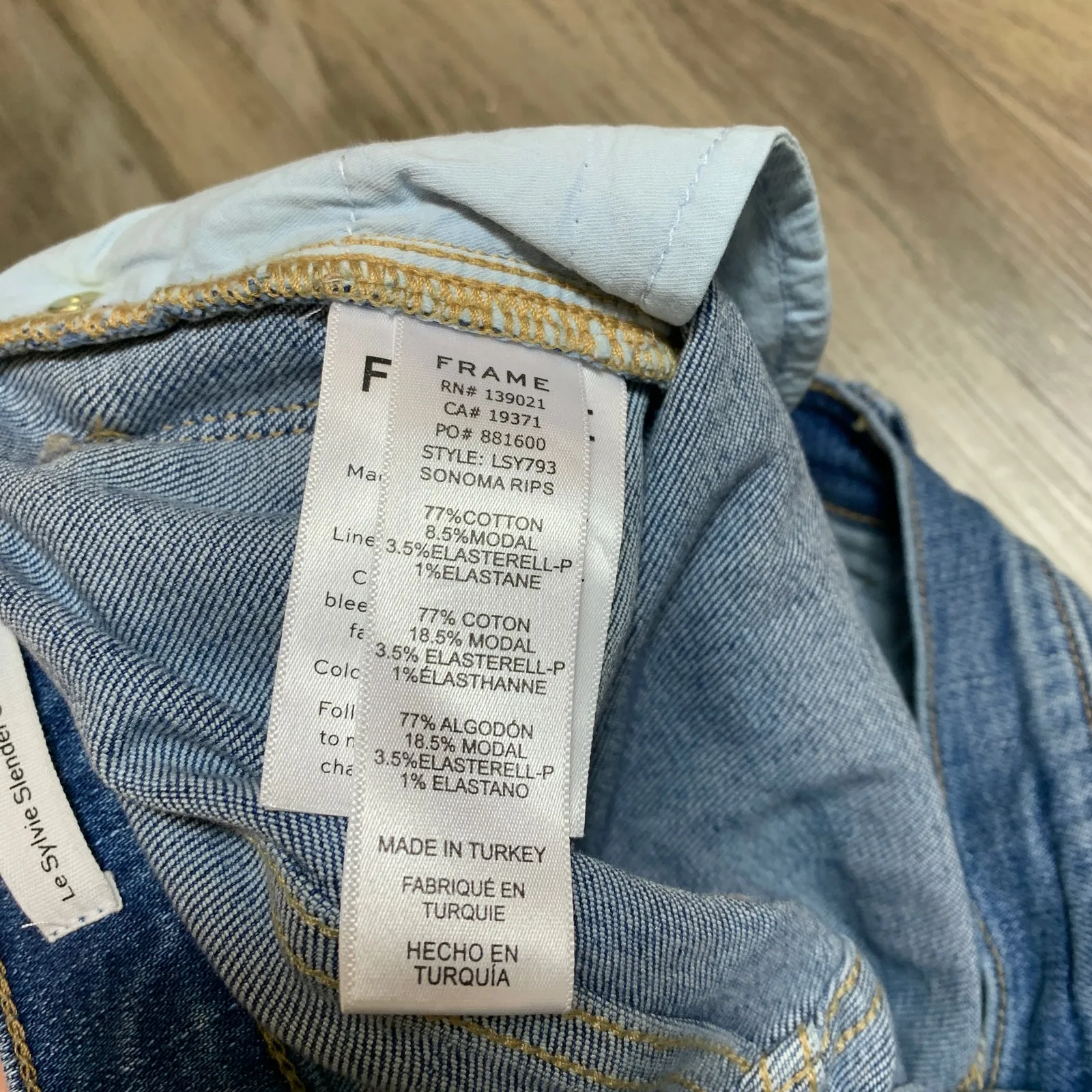 Frame Denim Le Sylvie Slender Straight High Rise Denim Jean Sonoma Rips Size 24 - Image 6