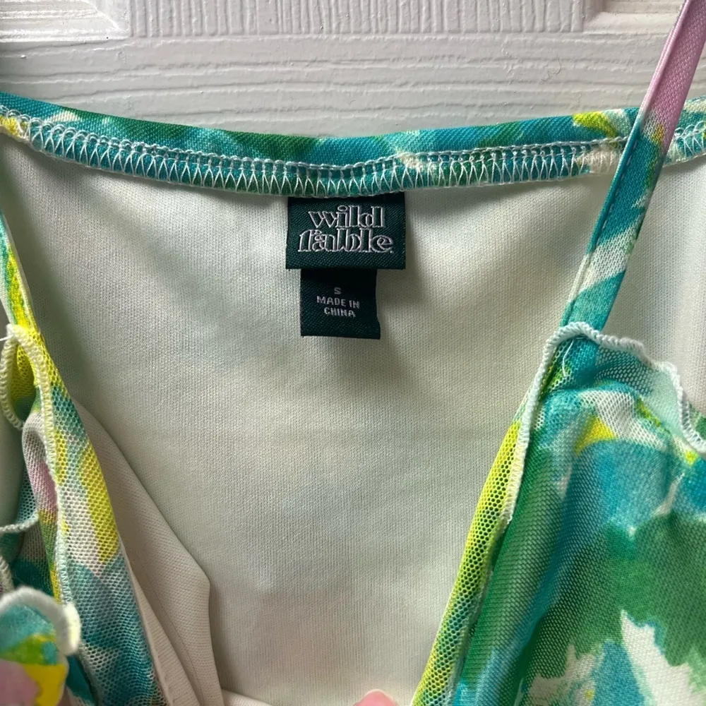 Wild Fable Floral Mini Dress - Green and Yellow - Image 3