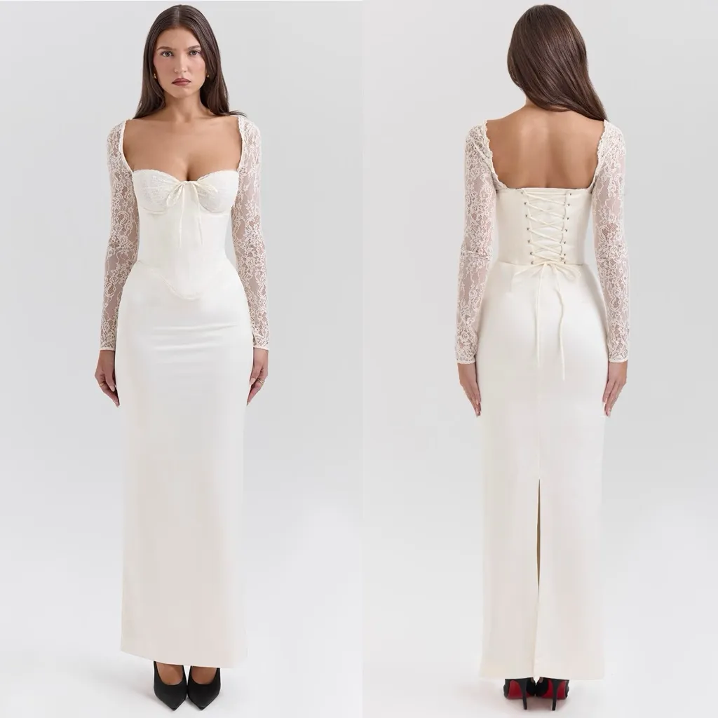 House‎ of CB 'Perdi' Vintage Ivory Satin Maxi Dress NWOT Size M A-C - Image 4