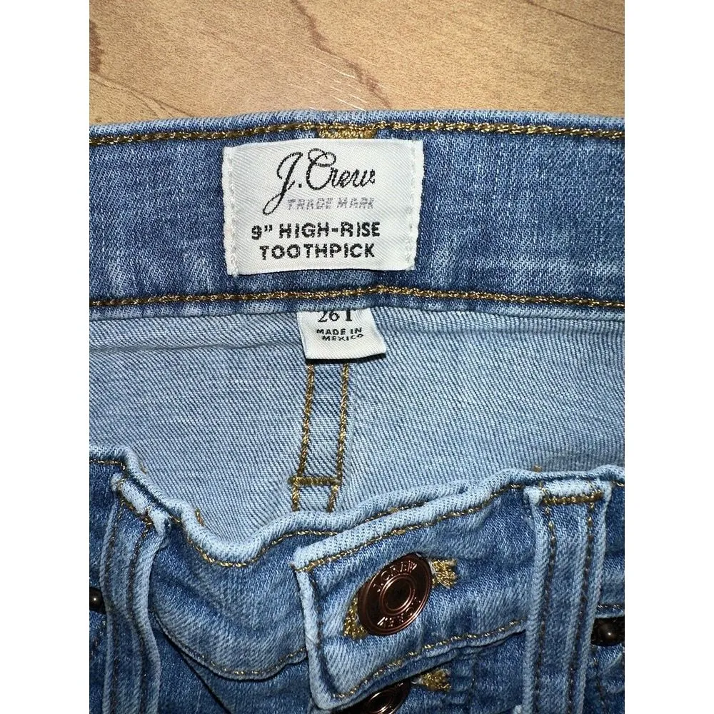 j crew 9 high rise toothpick Button Fly Jeans Size‎ 26T Tall - Image 4