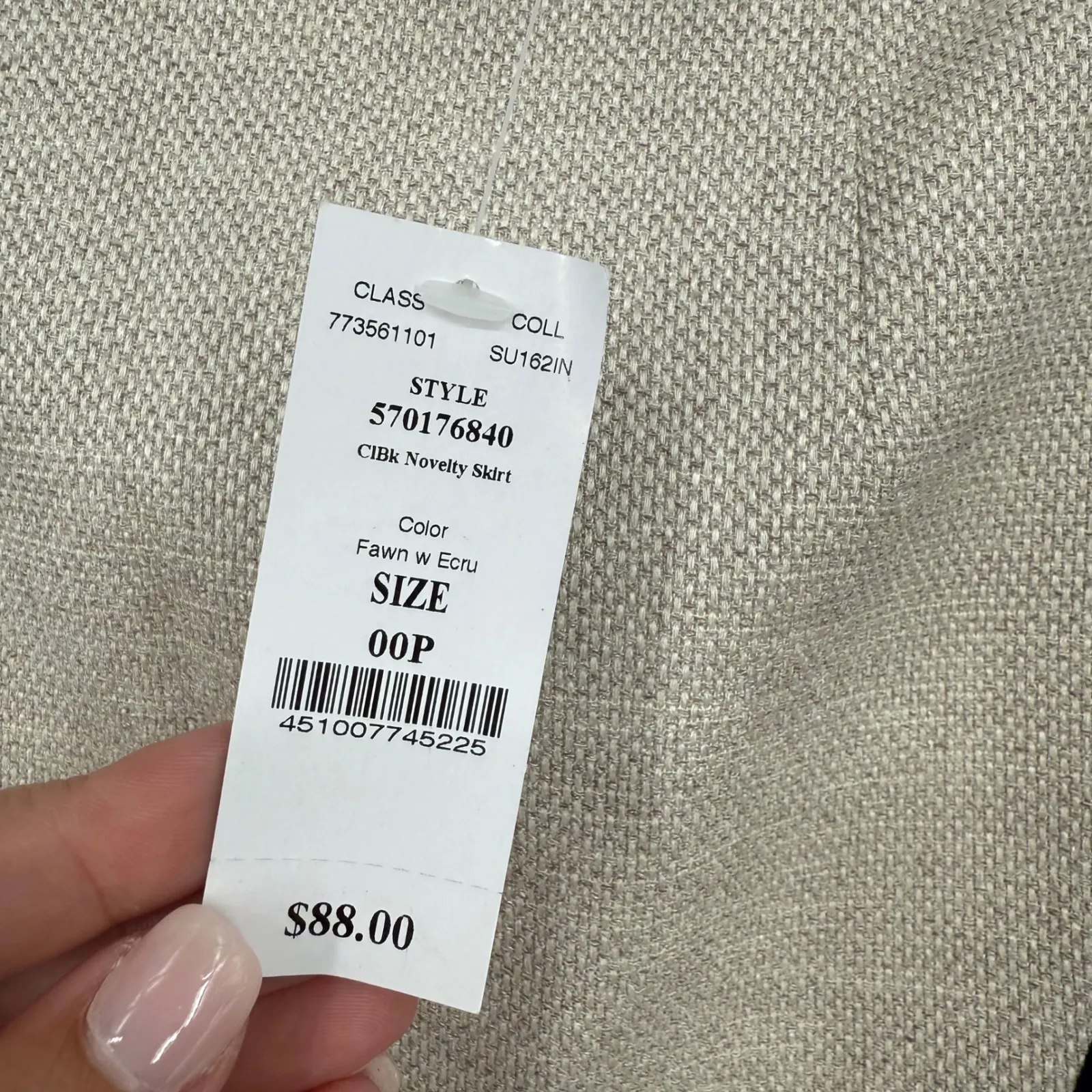 White‎ House Black Market Skirt 00P Fawn Ecru CIBK Novelty Asymmetrical Stripe - Image 5