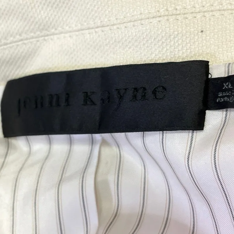 Jenni Kayne Women's White Linen One Button Collar Boy Blazer Coat Jacket Size XL - Image 4