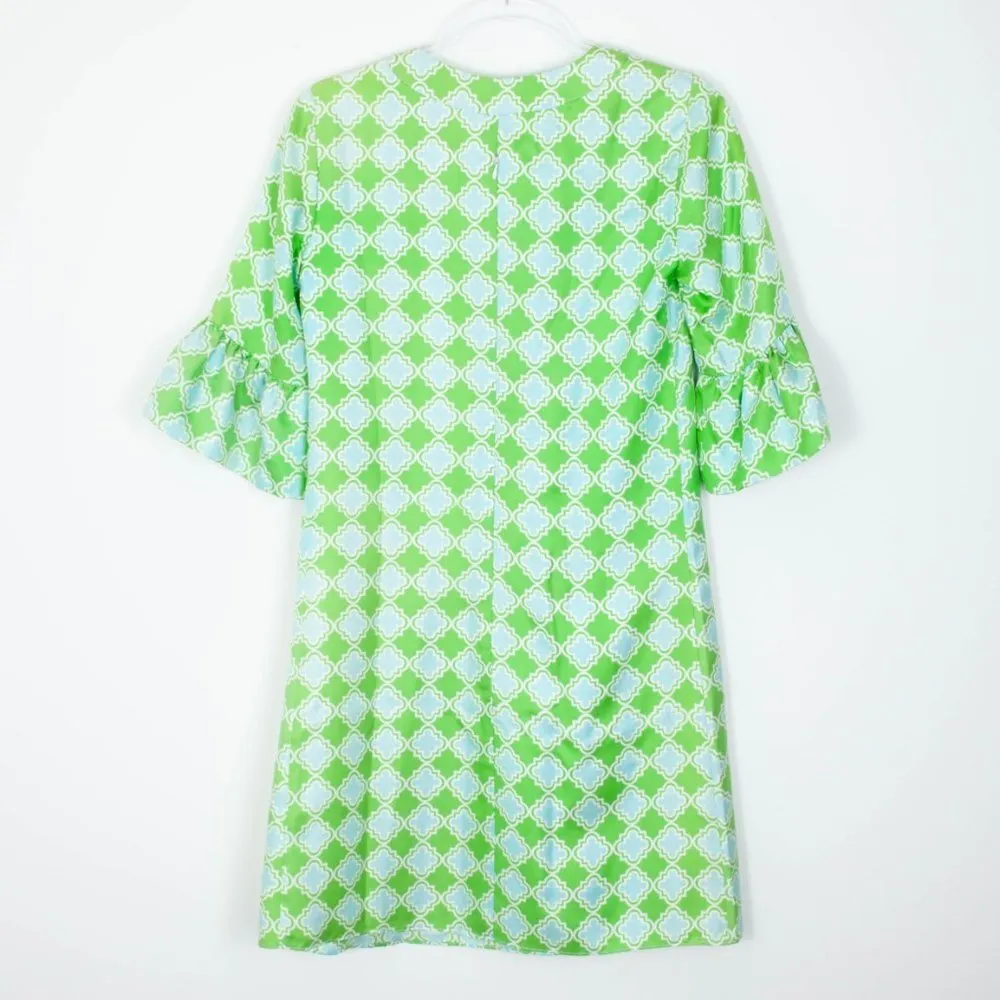 Skirtin Around Green Short Sleeve Silk‎ Sheath Dress Womens Size 4 - Image 6