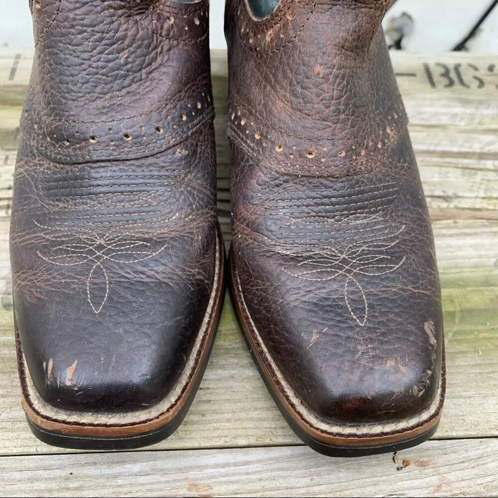 Justin Stampede Rawhide square toe cowgirl boots 6B - Image 2