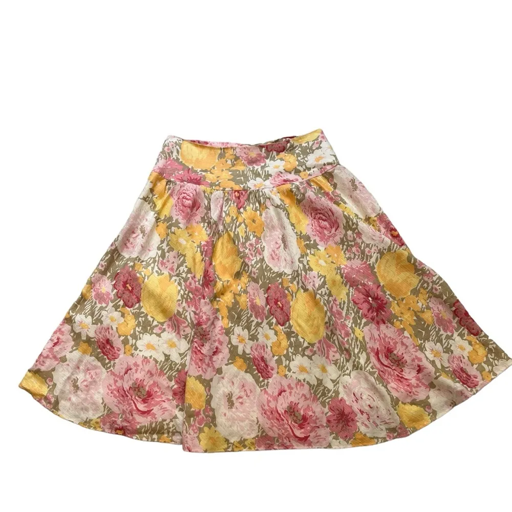 Ann Taylor LOFT Peony Print Linen Blend Midi Skirt, Sz 2 - Image 7