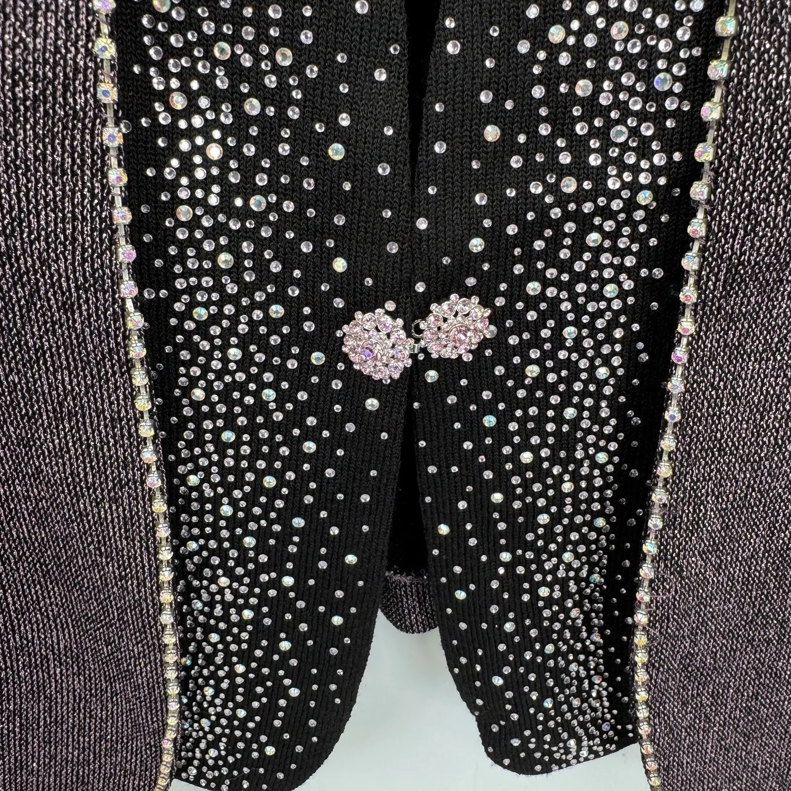 Vintage Donna Vinci Knit Formal Blazer Womens 14 Purple Pink Wool Blend Sparkle - Image 4