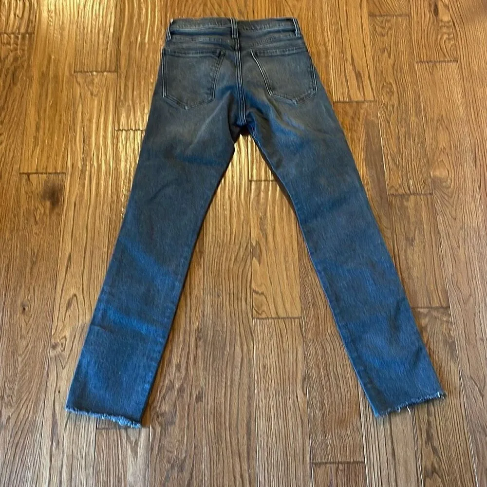 Gap high rise slim straight raw hem jeans 26 grey wash - Image 8