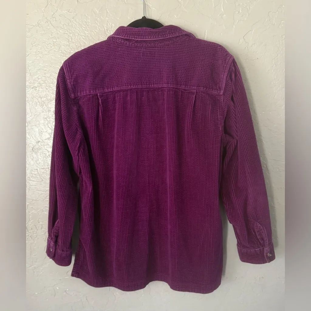 LL Bean Wide Wale Corduroy Flannel Shirt Women’s M Button Up Shacket Soft Warm Purple Size M - Image 10