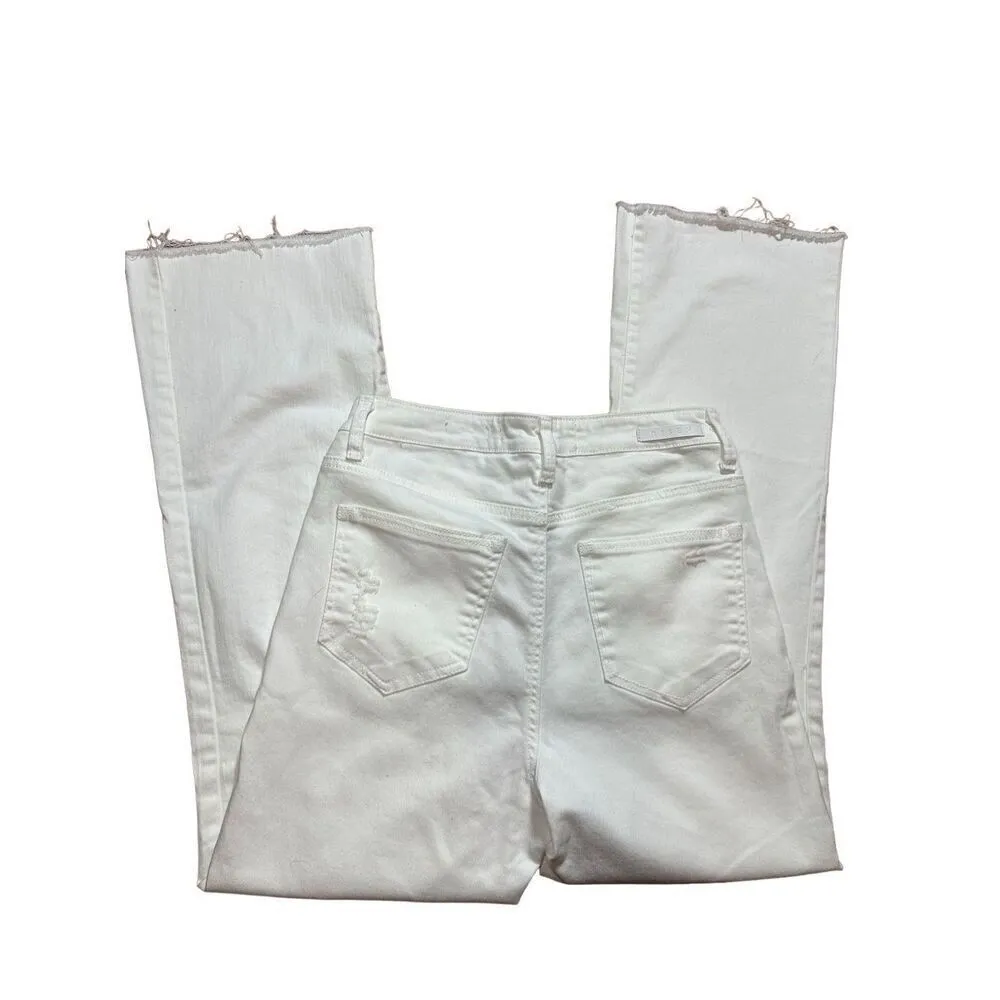 Risen Los Angeles High Rise Distressed White Wide Leg Dad Jeans Sz 28 White - Image 8