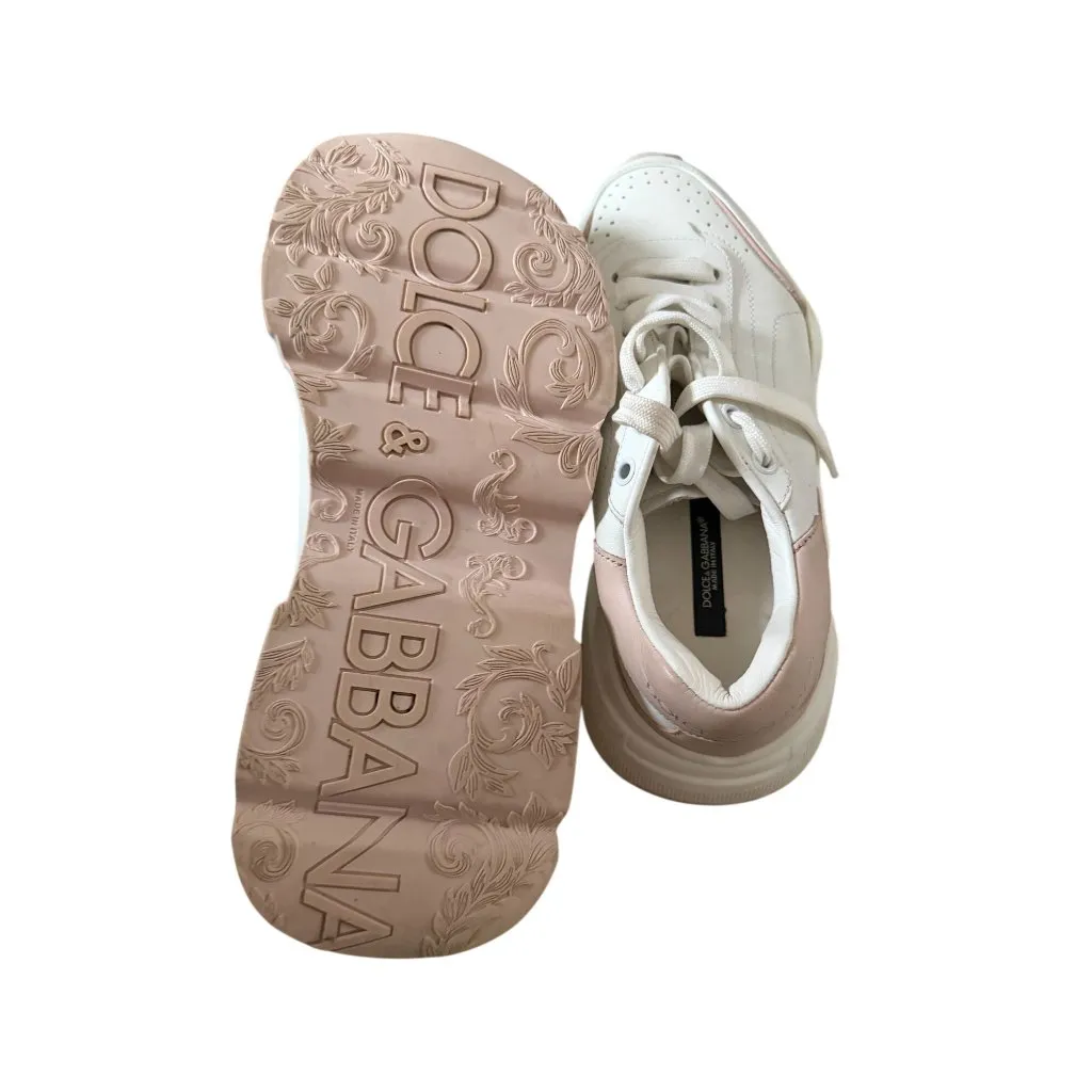 DOLCE & GABBANA Daymaster White Pink Leather Trainers Sneakers Size 37.5 / 7.5 - Image 8