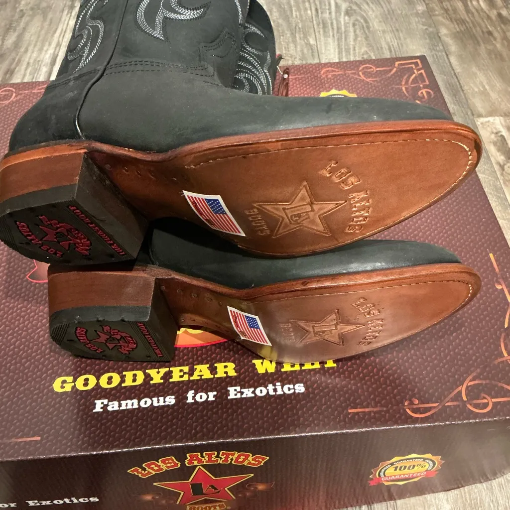 NWT Los Altos Black Leather Western Boots Size 6 - Image 7