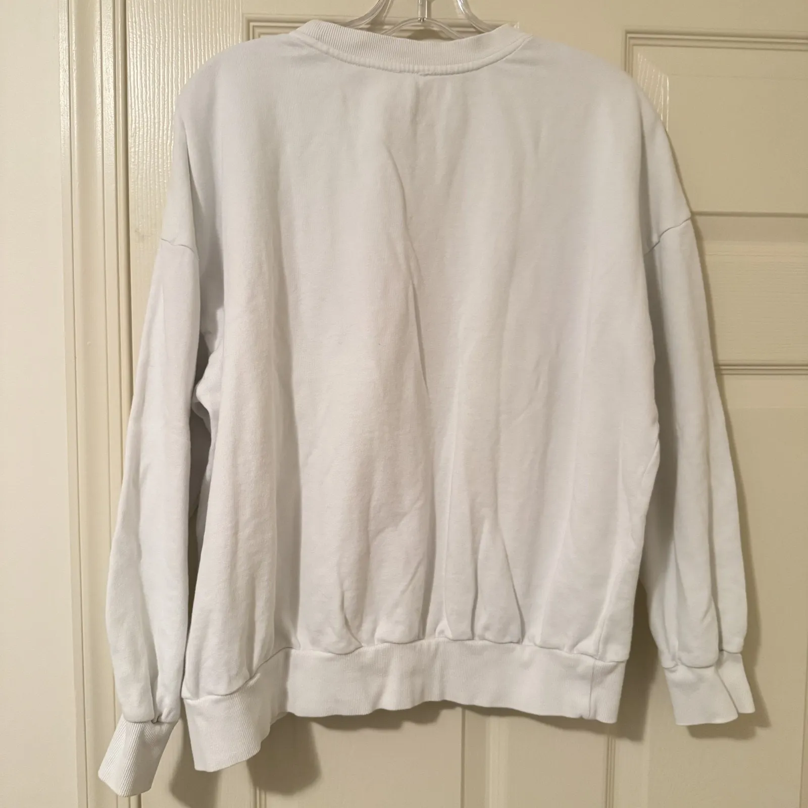 Z Supply Womens Cream Sweatshirt Bon Voyage Graphic Crewneck Size S Lounge - Image 5