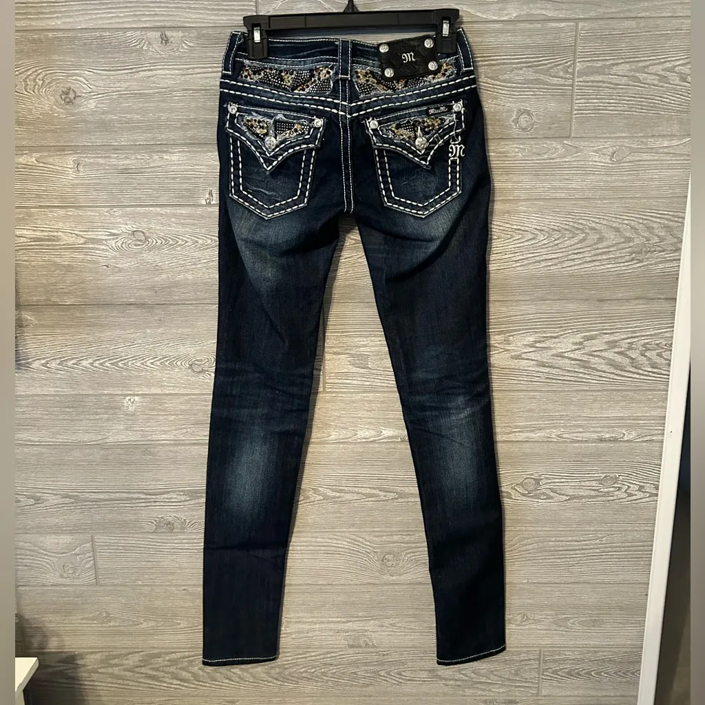 Miss Me Jeans Skinny Signature Rise Embellished Pockets Dark Wash‎ Size 25 - Image 2