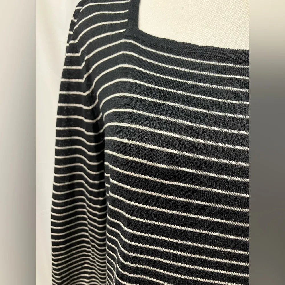 Belford for Saks Fifth Avenue 100% Silk Square Neck Long Sleeve Striped Blouse M - Image 10