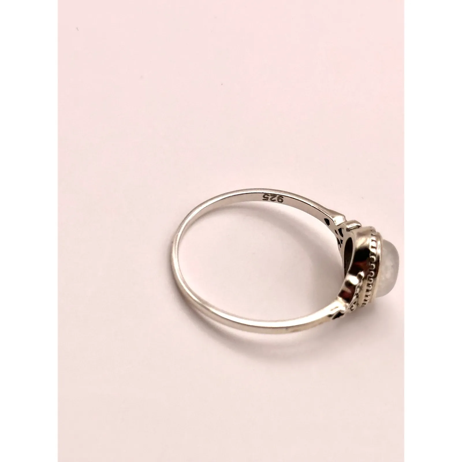 Moonstone Sterling Silver Dainty Ring Size 9 - Image 5