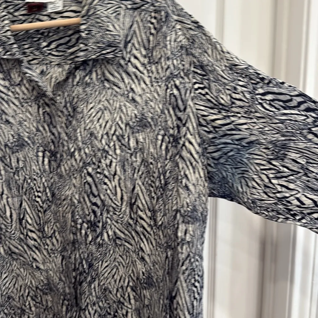 Vintage Neiman Marcus zebra print button down blouse - Image 11