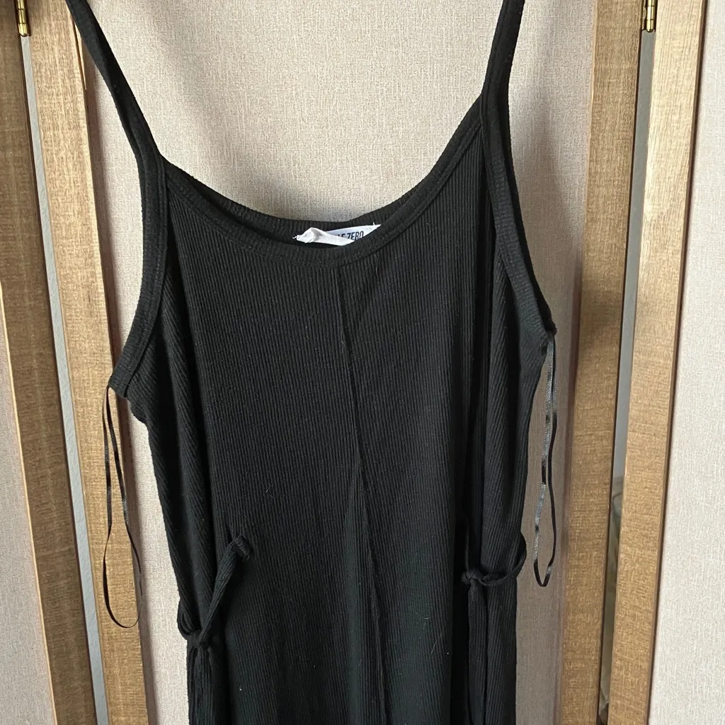 Double Zero Classic Black tank style ribbed jumpsuit, medium - Image 3