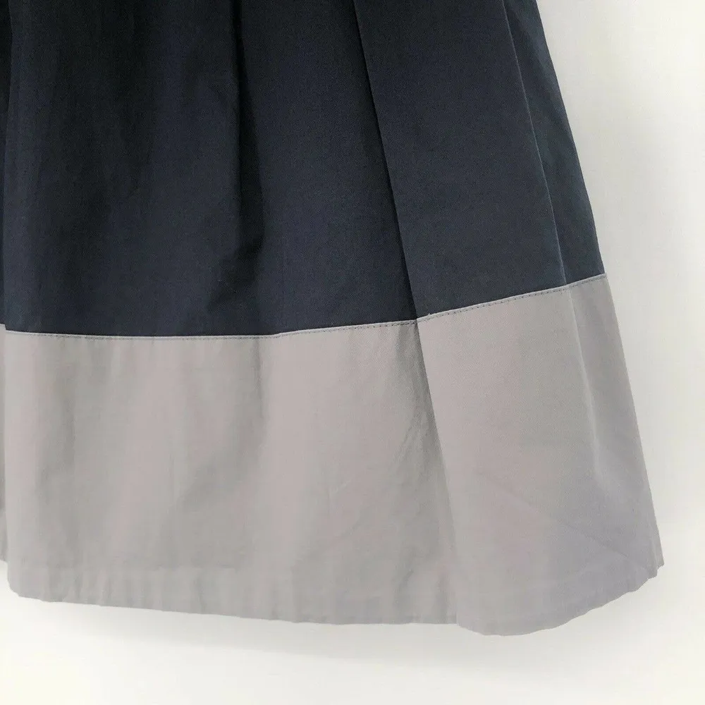 Vince Size 2 Pleated A Line Skirt Navy Blue Gray Color Block Stretch Above Knee - Image 3