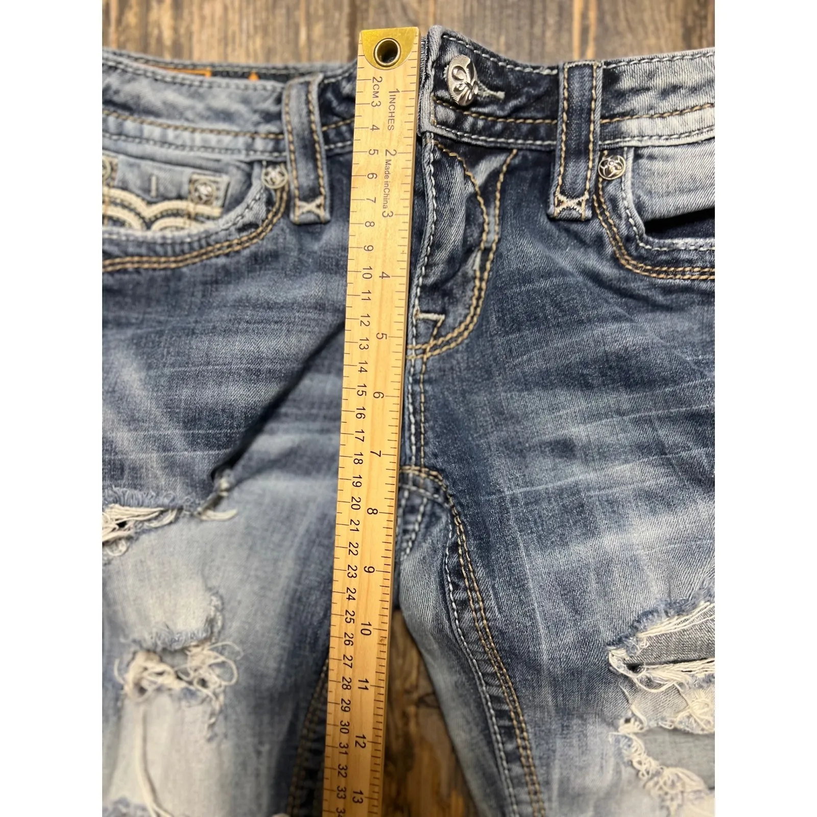 Rock Revival Womens 27 Arda Skinny Jeans Distressed Ripped Thick Stitch Thrashed - Image 9