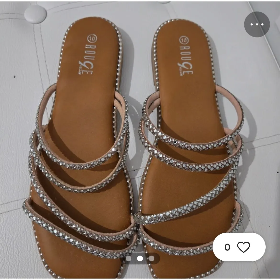 Rouge Rhinestone‎ Sandals Strappy Slides Summer Flats Casual Shoes 10 - Image 2